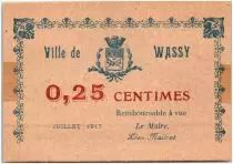 France 25 Centimes Wassy City - 1917