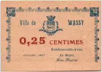 France 25 Centimes Wassy Ville - 1917