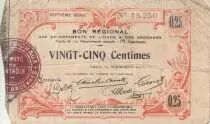 France 25 Cents - Laon - Regional Coupon  - 19-09-1915 - Fourth serial