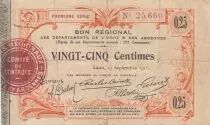 France 25 Cents - Laon - Regional Coupon  - 19-09-1915 - Fourth serial