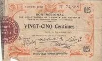 France 25 Cents - Laon - Regional Coupon  - 19-09-1915 - Fourth serial