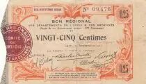 France 25 Cents - Laon - Regional Coupon  - 19-09-1915 - Fourth serial