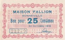 France 25 Cents - Maison Fallion - Bonneville - 1916 - P.74-13