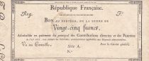 France 25 Francs - Bon au Porteur - An VII - exemplaire de comparaison