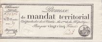 France 25 Francs - Mandat Territorial - 1796 - Serial 39 - P. A.83b
