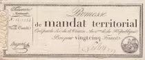 France 25 Francs - Mandat Territorial sans série - 28 Ventose An IV (18.03.1796) - TTB
