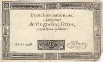 France 25 Livres - Impression noire - 06-06-1793 - Sign. Jame - S&eacute;rie 2938