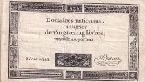 France 25 Livres - Impression noire - 06-06-1793 - TTB - Sign. A. Jame