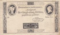 France 25 Livres - Louis XVI - 16-12-1791 - Sign. A. Jame - Serial 376