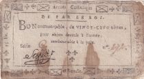 France 25 Livres Catholic and Royal Army - Manlevrier 1794