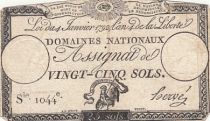 France 25 Sols - Coq - 04-01-1792 - Sign. Hervé - Serial 1044