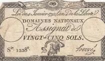 France 25 Sols - Coq - 04-01-1792 - Sign. Hervé - Serial 1228