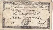 France 25 Sols - Coq - 04-01-1792 - Sign. Herv&eacute; - Serial 1308