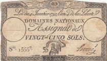 France 25 Sols - Coq - 04-01-1792 - Sign. Hervé - Serial 1555