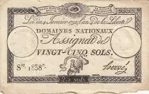 France 25 Sols - Coq - 04-01-1792 - Sign. Herv&eacute; - Serial 1838