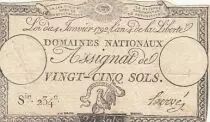 France 25 Sols - Coq - 04-01-1792 - Sign. Herv&eacute; - Serial 234