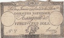 France 25 Sols - Coq - 04-01-1792 - Sign. Hervé - Serial 3