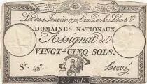 France 25 Sols - Coq - 04-01-1792 - Sign. Herv&eacute; - Serial 42