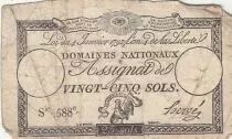 France 25 Sols - Coq - 04-01-1792 - Sign. Herv&eacute; - Serial 588
