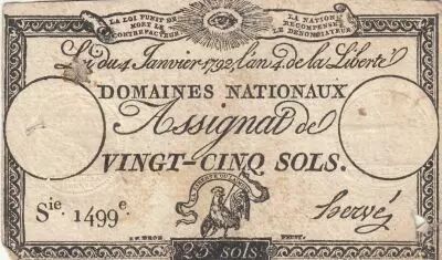 France 25 Sols - Coq - 04-01-1792 - Sign. Herv� - S�ries 1499