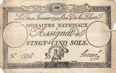 France 25 Sols - Coq - 04-01-1792 - Sign. Herv� - S�ries 1582