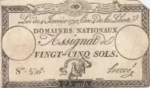 France 25 Sols - Coq - 04-01-1792 - Sign. Herv&eacute; - S&eacute;ries 560
