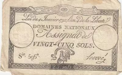France 25 Sols - Coq - 04-01-1792 - Sign. Herv� - S�ries 596