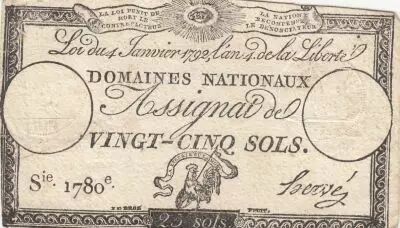 France 25 Sols - Rooster - 04-01-1792 - Sign. Herv� - Serial 1780