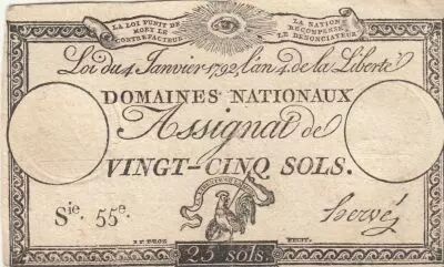 France 25 Sols - Rooster - 04-01-1792 - Sign. Herv� - Serial 55