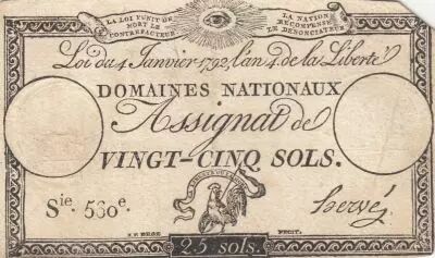 France 25 Sols - Rooster - 04-01-1792 - Sign. Herv� - Serial 560
