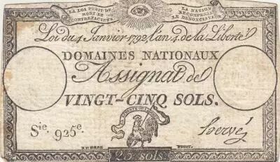 France 25 Sols - Rooster - 04-01-1792 - Sign. Herv� - Serial 925