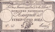 France 25 Sols - Rooster and eye  - 04-01-1792 - Sign. Hervé - Serial 20 - P A.55