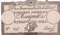 France 25 Sols - Rooster and eye  - 04-01-1792 - Sign. Hervé - Serial 641 - P. A.55