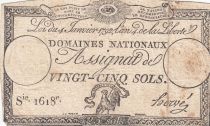 France 25 Sols - Rooster and eye  - 04-01-1792 - Sign. Hervé - various serial - P. A.55