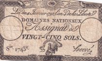 France 25 Sols - Rooster and eye (04-01-1792) - VF - Sign. Hervé