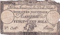 France 25 Sols - Rooster and eye (04-01-1792) - VG to VG+ - Sign. Hervé