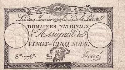France 25 Sols 6 Coq (04-01-1792) - SPL - Sign. Herv�