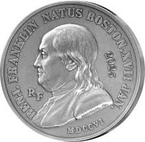 France 250 Euros Haut Relief Argent- 1/2 kg Benjamin Franklin 2025