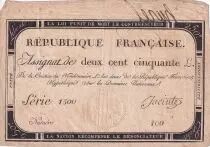 France 250 Livres - 7 Vendemiaire An II - 28.9.1793 - VG to F - Sign.  Jacinte
