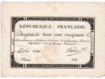 France 250 Livres 7 Vendemiaire An II - 28.9.1793 - Sign.  Nadal - VF+