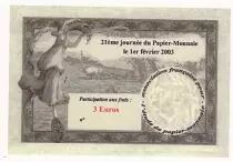 France 3 euros - 21&egrave;me journ&eacute;e du Papier-Monnaie - 2003