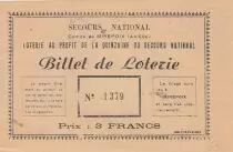 France 3 francs - Loterie pour le secours national - 1944 - SUP