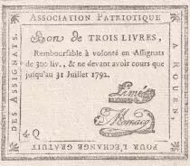 France 3 livres - Seine-Inférieure - Rouen - Association patriotique - 31-07-1792
