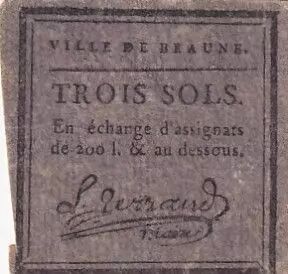 France 3 Sols - C�te d\'Or - Ville de Beaune - 09 Avril 1792