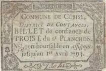 France 3 sols - Manche - Commune de Cérisy - Non retrouvé (rare) - 1793