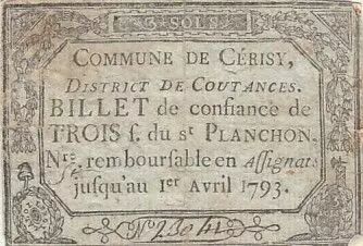 France 3 Sols - Manche - Commune de C�risy - Not found (rare) - 1793