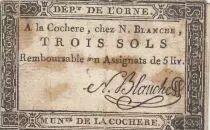 France 3 sols - Orne - La Coch&egrave;re - N. Blanche - 1792