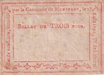 France 3 Sous - Confidence banknote - Montfort - 17-08-1792