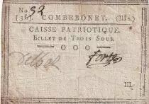 France 3 Sous - Lot et Garonne - Caisse Patriotique de Combebonet - 1792