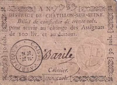 France 30 Sols - C�te d\'Or - Chatillon-sur-Seine - Caisse Patriotique - 1792